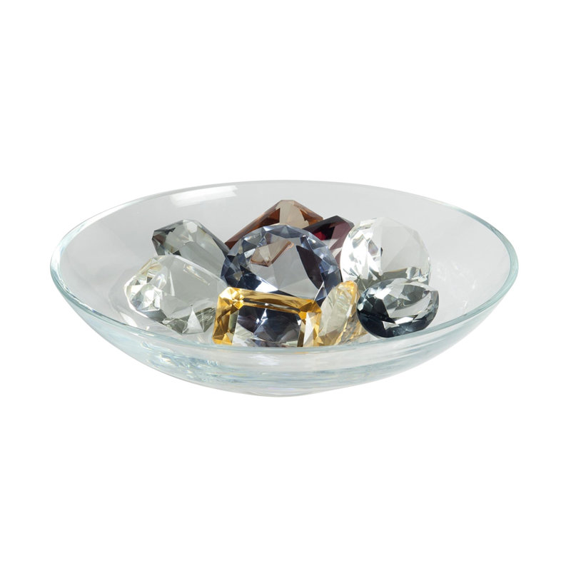 Clear Bowl w/9 Oxford Jewels-One of Each Color