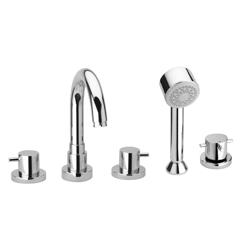 Elba 3 Handle Deck Roman Tub Faucet with Diverter, Brushed Nickel