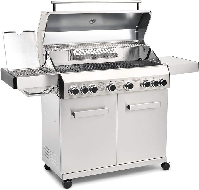 COSMOGRILL 6 - Burner Freestanding 55000 BTU BTU Gas Grill with Side Burner and Cabinet