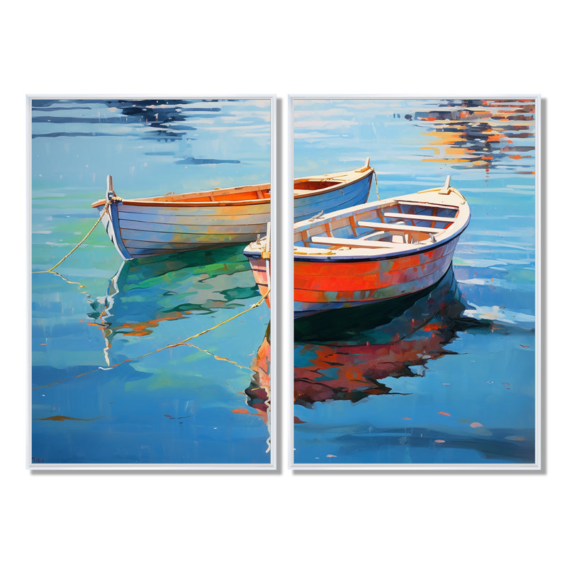 «Boat Harmonic Waters - Transport Boat», reproduction d'art sur toile, H 36 po x l 48 po, Blanc