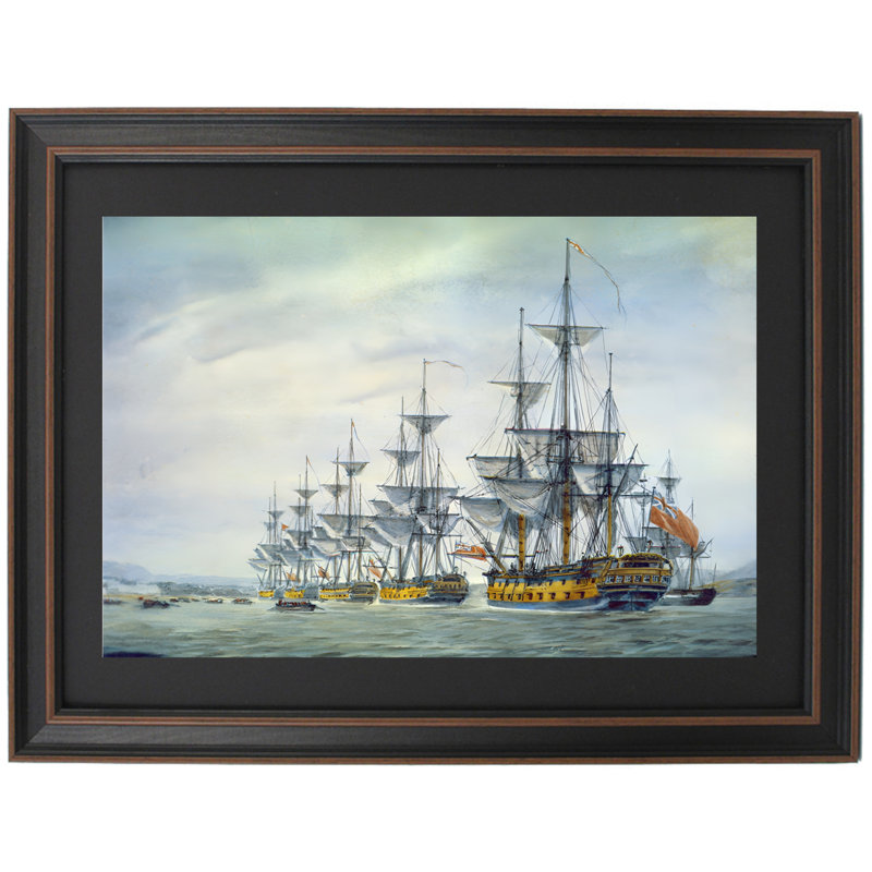 Encadré «The Attack On Rhode Island» par Irwin John Bevan, H 24 po x l 36 po