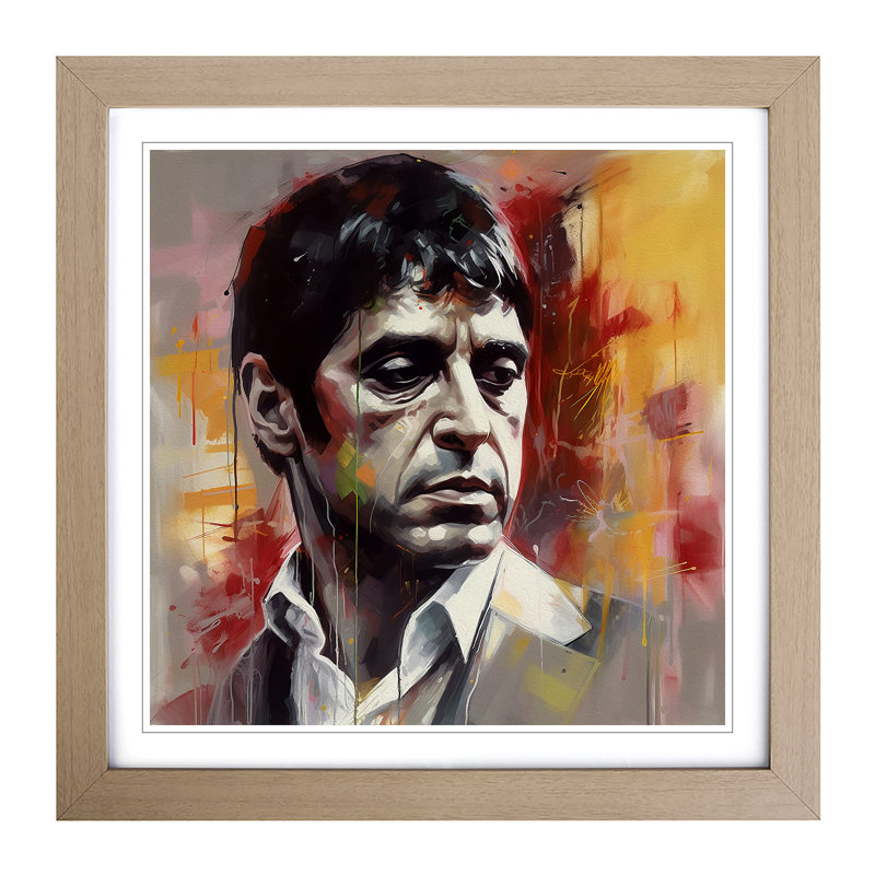 Scarface Gestural Art - Framed Print, Oak