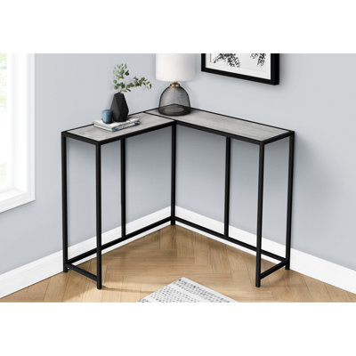 Console de chambre à coucher en stratifié gris - étroite et élégante avec une table contemporaine en métal noir idéale pour le salon,