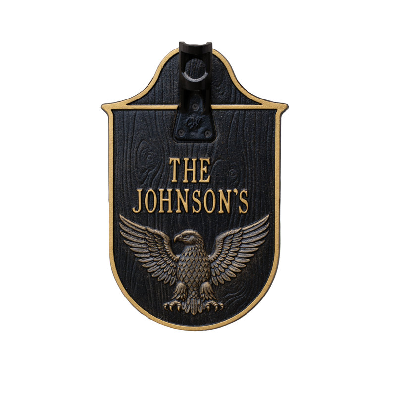 Eagle Flagpole Holder Plaque, Standard Wall 2-line