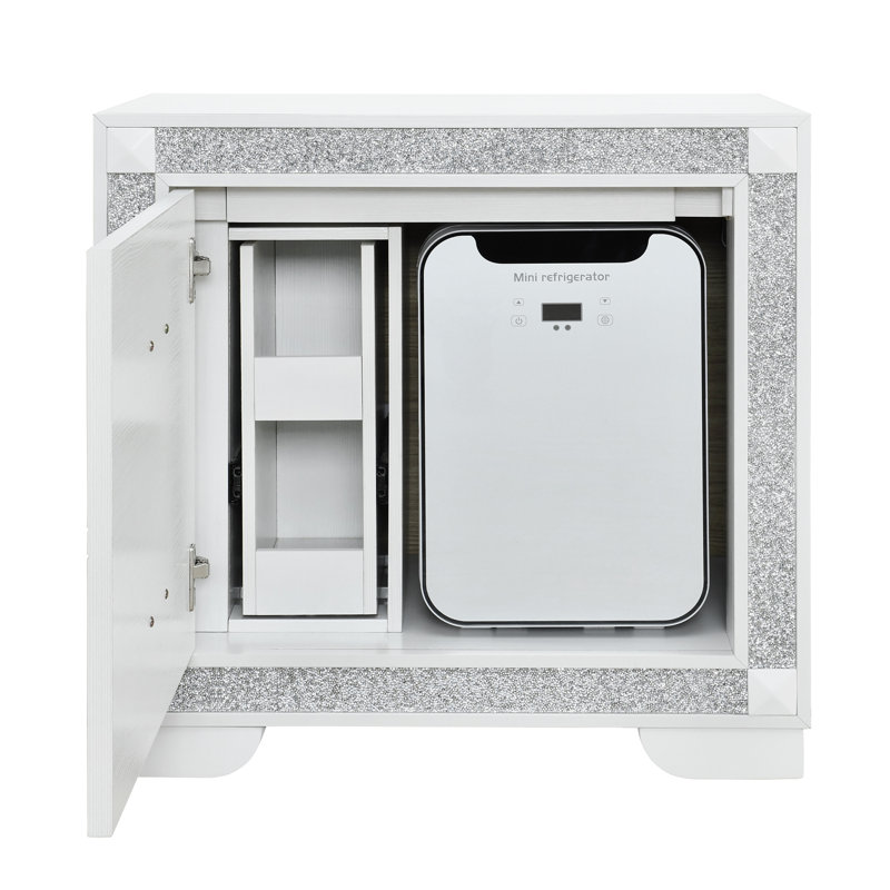 Table de chevet avec refroidisseur et haut-parleur Soulmarie, Blanc