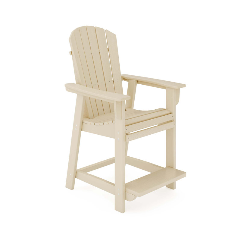Adirondack Style Counter Chair – Stylish HDPE Poly Lumber for Dining, Patio, and Garden Comfort, Beige