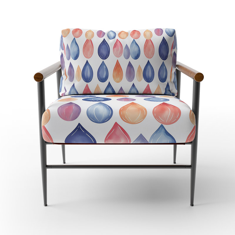 Chaise d'appoint Boho - Fauteuil Teardrops, Bras ronds bruns