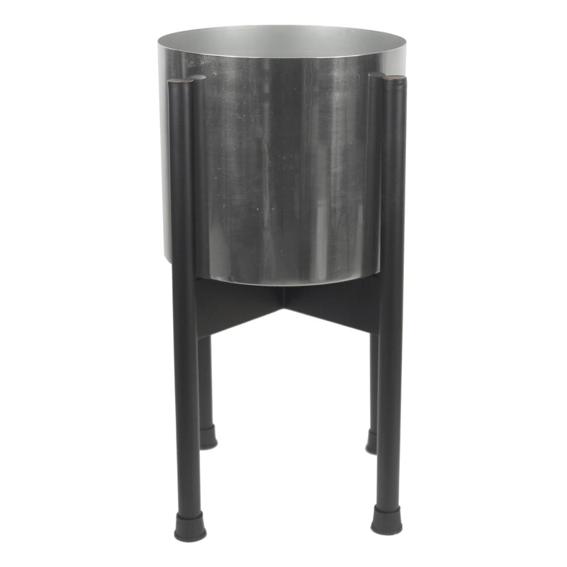 Handmade Metal Cachepot, Black/Silver