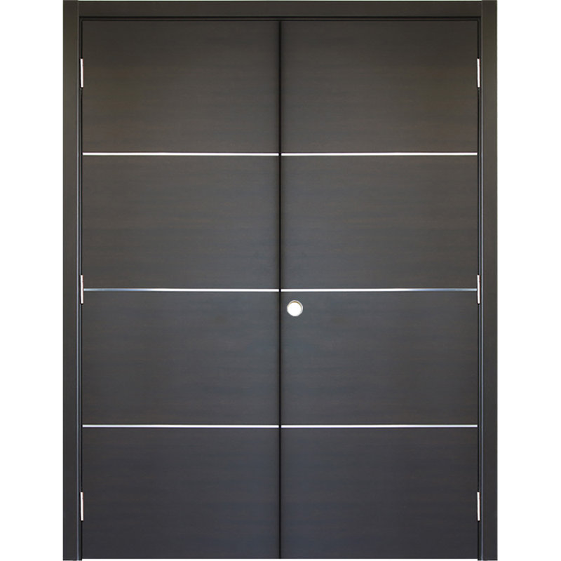 Double porte intérieure stratifiée HG-008, Chêne du Japon, 64 po x 96 po, Droite / vers l'intérieur