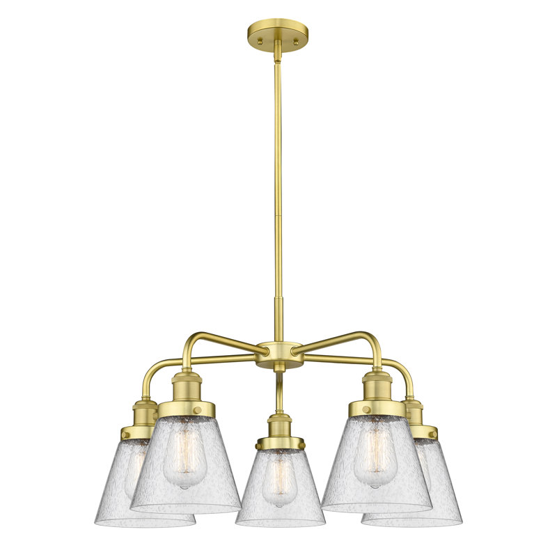 Lustre suspendu 5 lumières Cone, Grainé, Or satiné