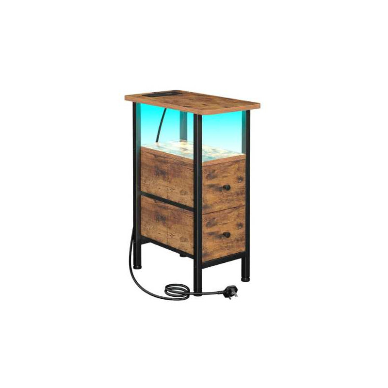 21.6cm W Solid Wood Bedside Table, Brown