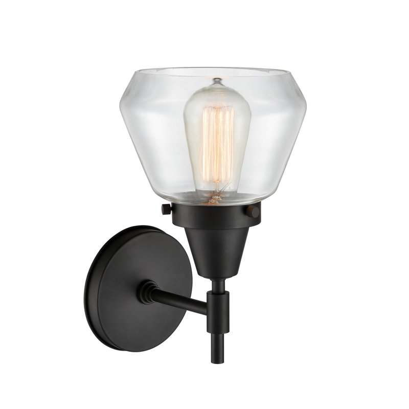 Gayle Armed Sconce, Matte Black, LED, Clear