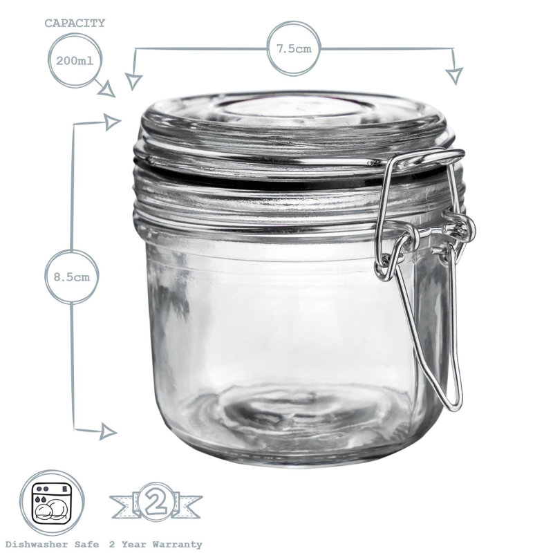 Argon Tableware - Glass Storage Jars, 8.5cm H x 7.5cm W x 7.5cm D, Clear/Black