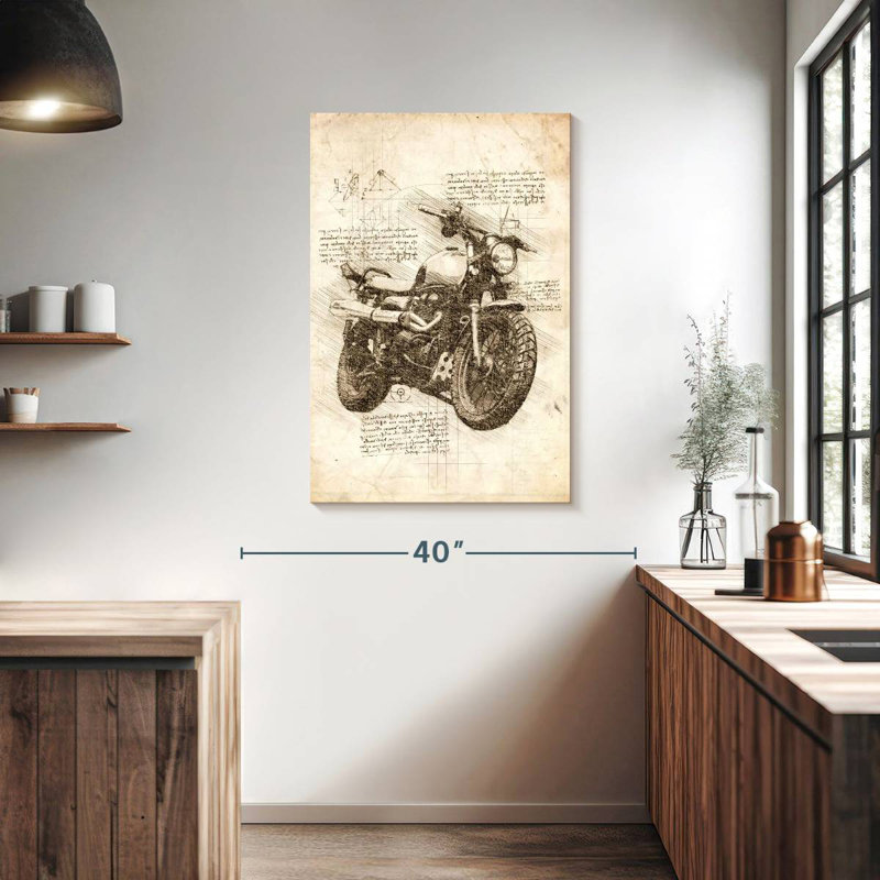 Laelle Old Motorcycle Sepia, 39" H x 26" W