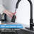 Modern Single-Handle Pull-Down Sprayer Kitchen Faucet with Soap Dispenser in Stainless Steel