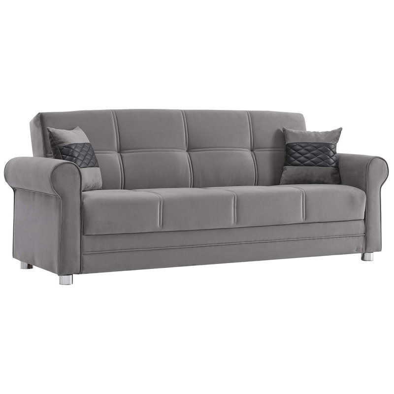 Canapé-lit rembourré convertible avec rangement, Gris