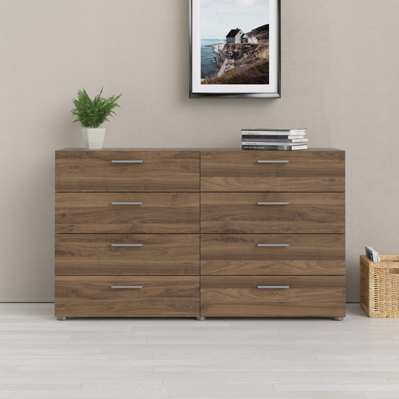 Gianna 8 Drawer 55.12" W Double Dresser, Walnut