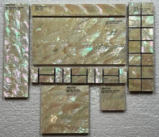 4" x 8" Authentic SeaShell Listello/Border Tile in Abalone Pearl