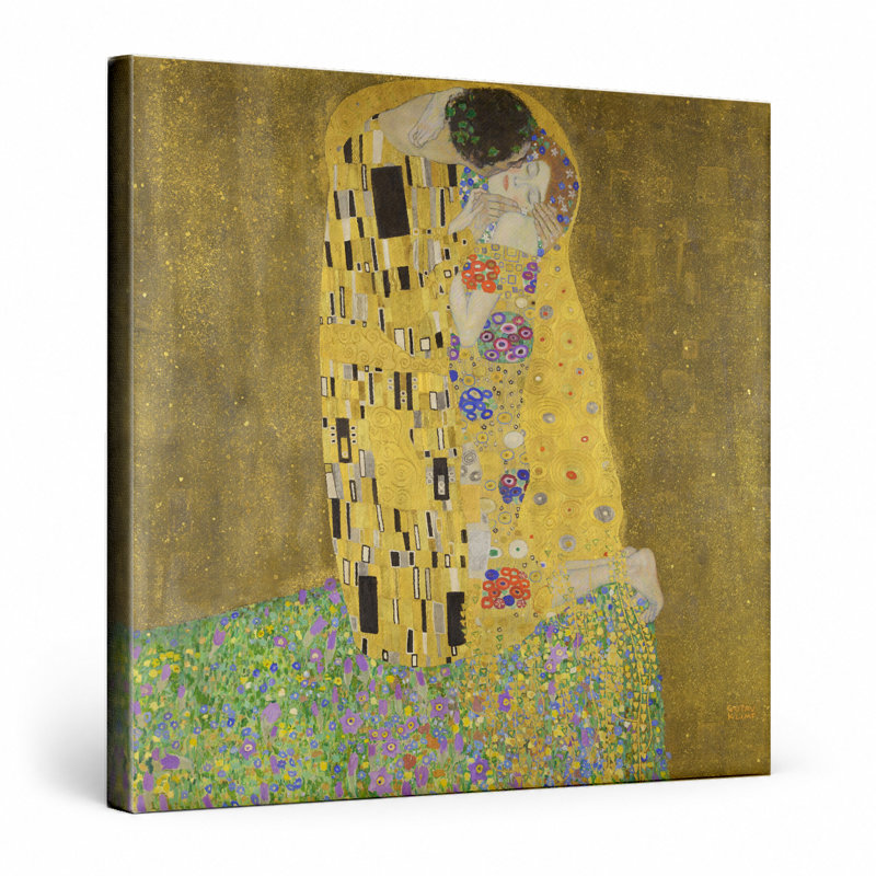 Le baiser (1907-1908) - art mural carré sur toile, 16" W x 16" H