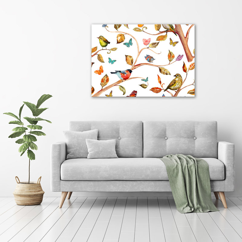 Birds And Butterflies - Wrapped Canvas Print