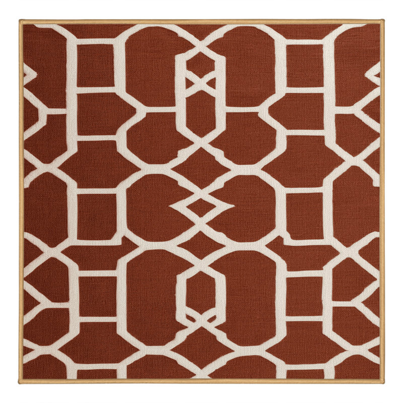 Tapis brun treillis lavable à la machine, Carré 6 pi