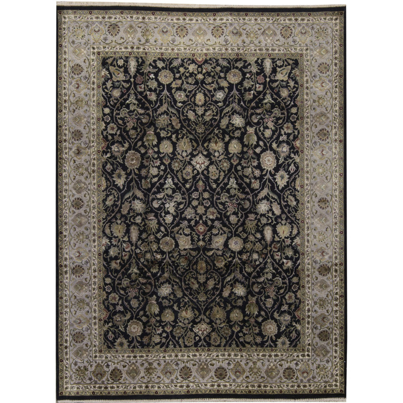 Tapis noir de haute qualité noué à la main