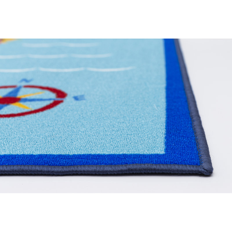 Tapis vert / bleu / jaune Swanigan, Rectangle 8 pi x 10 pi