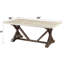 Chariot de nettoyage à plateau en marbre blanc froid avec cadre en bois teint