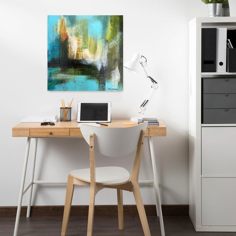Aqua Serenity 3, art abstrait contemporain, H 18 po x l 18 po