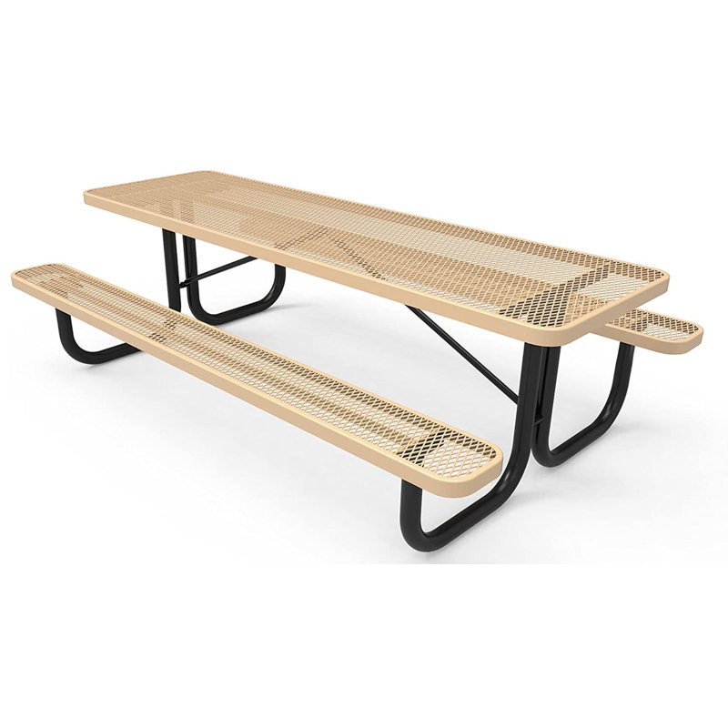 COATEDOUTDOORFURNITURE Table de pique-nique rectangulaire de 2,4 m (8 pi), extensible, beige, Brun clair