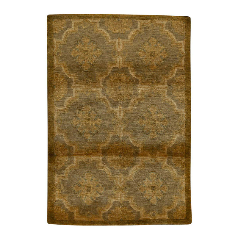 Tapis brun / beige marocain en laine noué à la main 4 pi x 6 pi