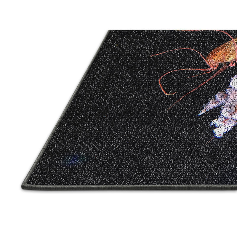 Tapis noir de style foncé 49, Rectangle 2 pi x 5 pi
