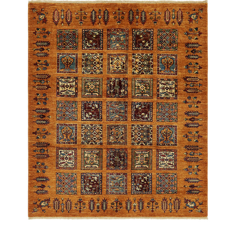 Tapis de zone en laine 5 pi x 6 po à la main one-of-kind noué la Denver