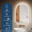 Miroirs de salle de bain arqués à DEL avec anti-buée, avec miroir à DEL à éclairage avant et rétroéclairé à intensité variable pour la salle de bain, miroir de salle de bain à température de couleur 3, suspendu ou incliné-964302583-964302586