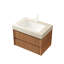 Comptoir en pierre frittée à motif de 30 po et lavabo encastré en céramique, beige, effet feu, trou de trop-plein, idéal pour meuble-lavabo, profondeur 30,16 po.-1982782921