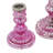 Lemu Luminary Treasures Candle Holder Set Of 3, Pink Ornate Iron-123774360