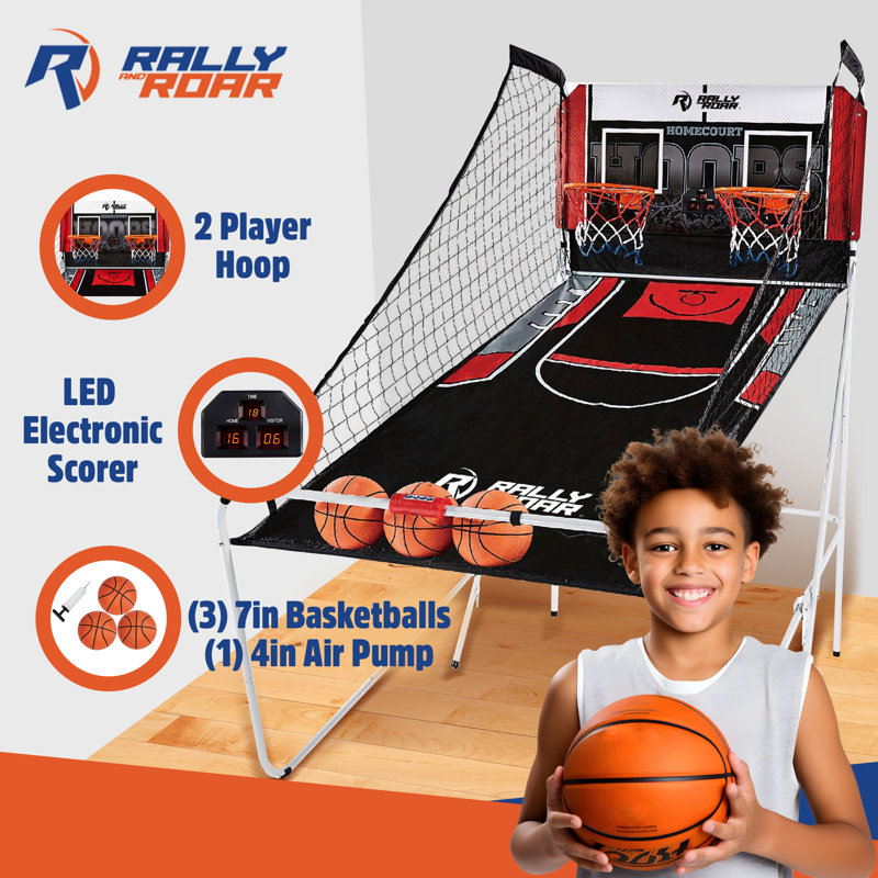 Rally and Roar 2-Player Indoor Basketball Arcade Game with LED Scoreboard