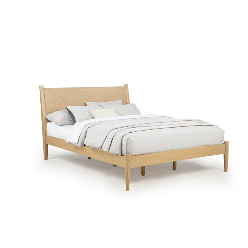 Ashlie Solid Wood Platform Bed, King, Light Oak