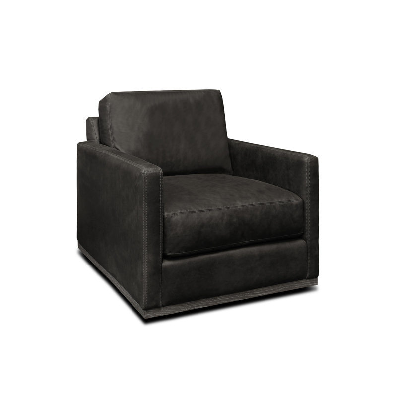 Fauteuil pivotant en cuir véritable Albur, Cuir véritable gris anthracite