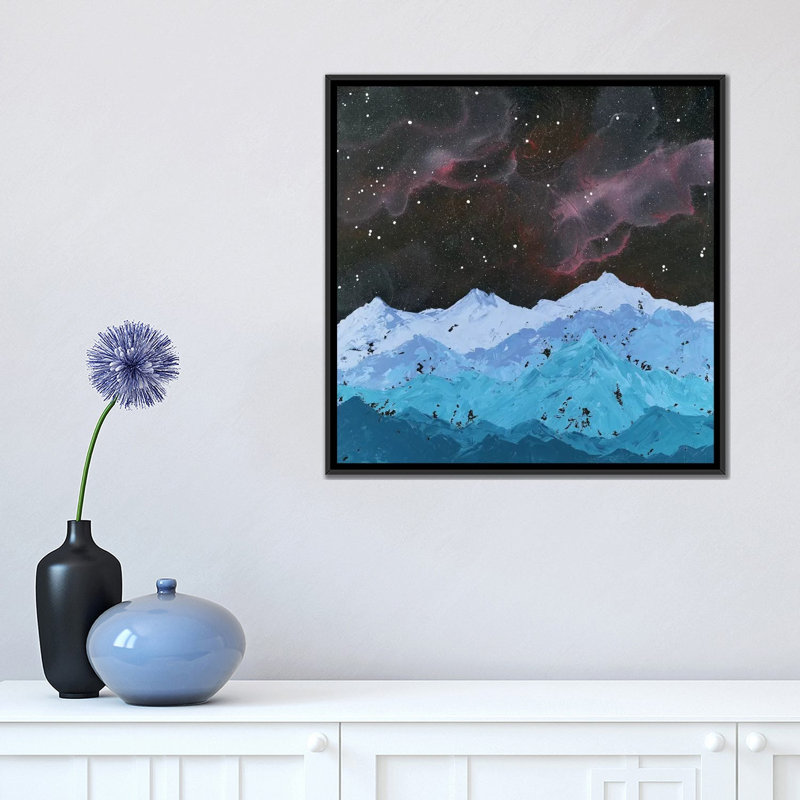 Space Space, reproduction d'art, H 18 po x l 18 po x P 1,5 po, Toile avec cadre noir, Pas de tapis