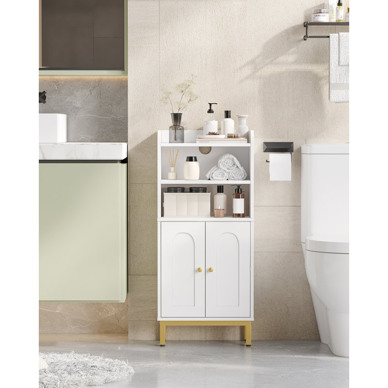 Bathroom Storage Cabinet, Small Floor Cabinet with 2 Door and Shelves, Toilet Paper Cabinets, Bathroom Organizer with Adjustable Shelf, for Small Spaces