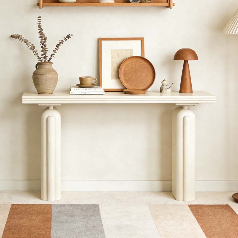 Console élégante et luxueuse en placage d'acacia, Beige