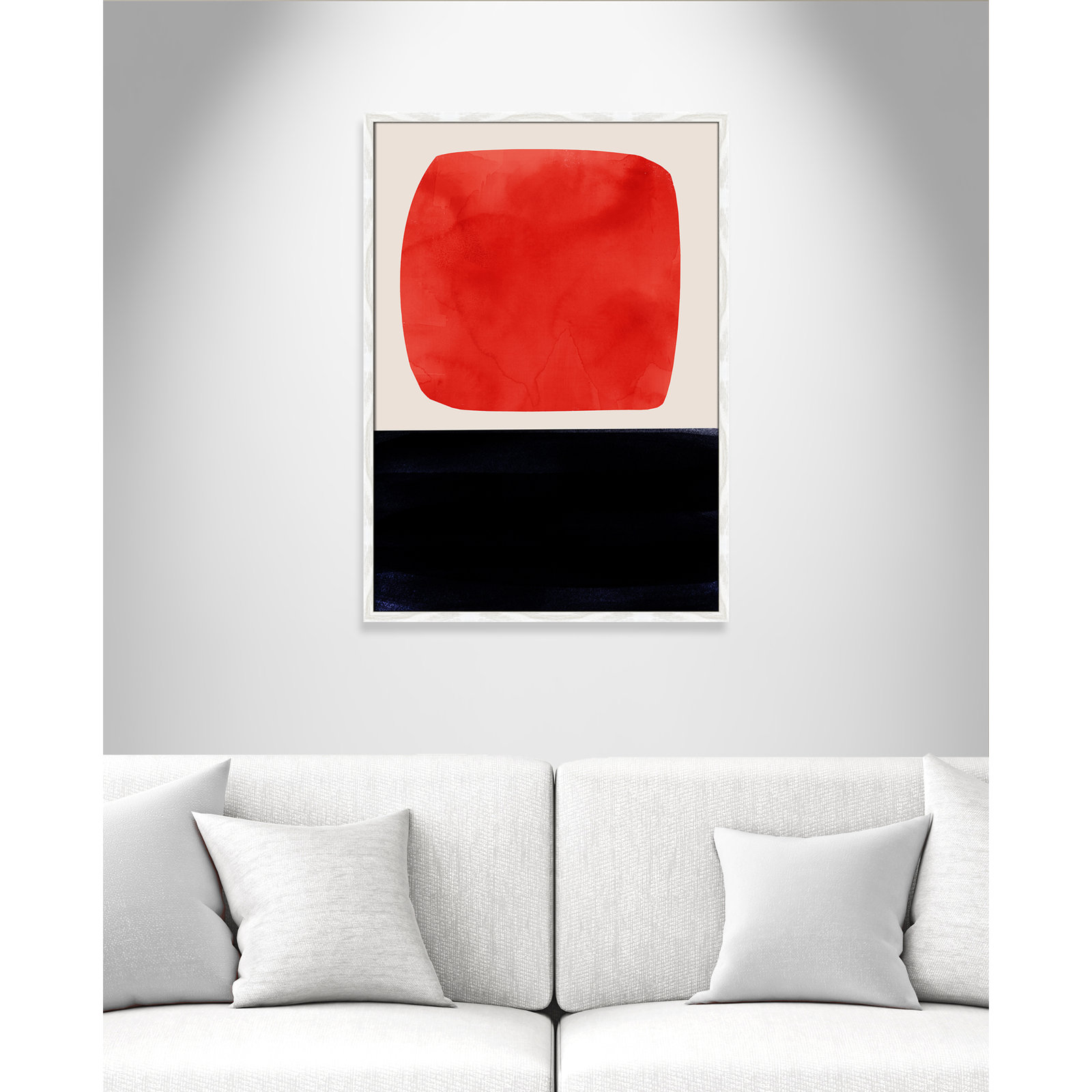 Boxed-Red Print by Aoibhne Hogan, White Wood Grain Paper, 35.5" H x 25.5" W x 0.75" D