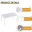 55 Inch White Modern Dining Table, Indoor/Outdoor Multi-Purpose Long Table With Lightweight PP Tabletop with Metal Legs
