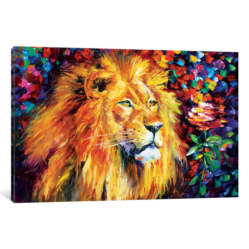 « lion »-impression sur toile tendue, H 26 po x l 40 po x P 1,5 po