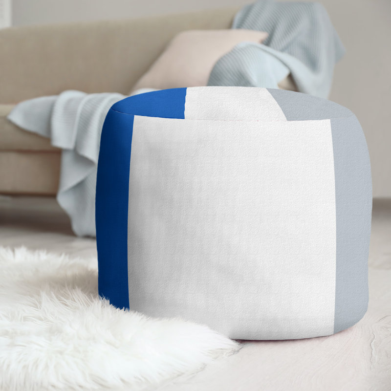 repose-pieds rond 20,5", Bleu royal / blanc / argent