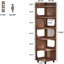 Support d'angle pour bibliothèque, support de rangement et de présentation brun rétro à 5 niveaux, tablette à angle droit d'une capacité de 200 lb avec ensemble anti-basculement pour le salon, la chambre à coucher et le bureau