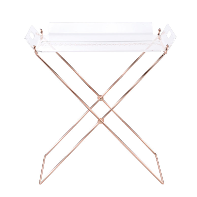 Table-plateau moderne et transparente en cuivre avec une utilisation polyvalente pour une base de traîneau portable élégante