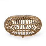 Boho Faux Rattan Coffee Table, 29.5" W - Handcrafted Polyethylene Rattan, Indoor/Outdoor Use