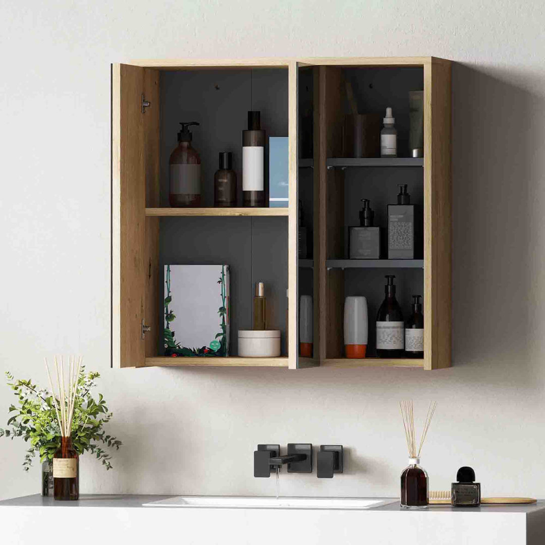 600mm W 600mm H Wall Mounted Required Framed Medicine Cabinet With Mirror And Shelf